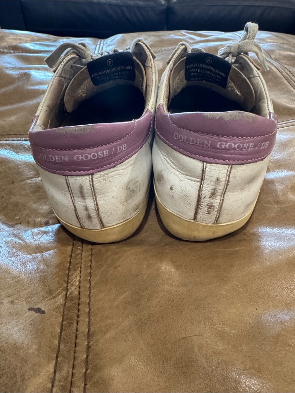 Golden Goose White Sneakers with Beige Star and Pink Heel 40 US10 - Picture 5 of 10